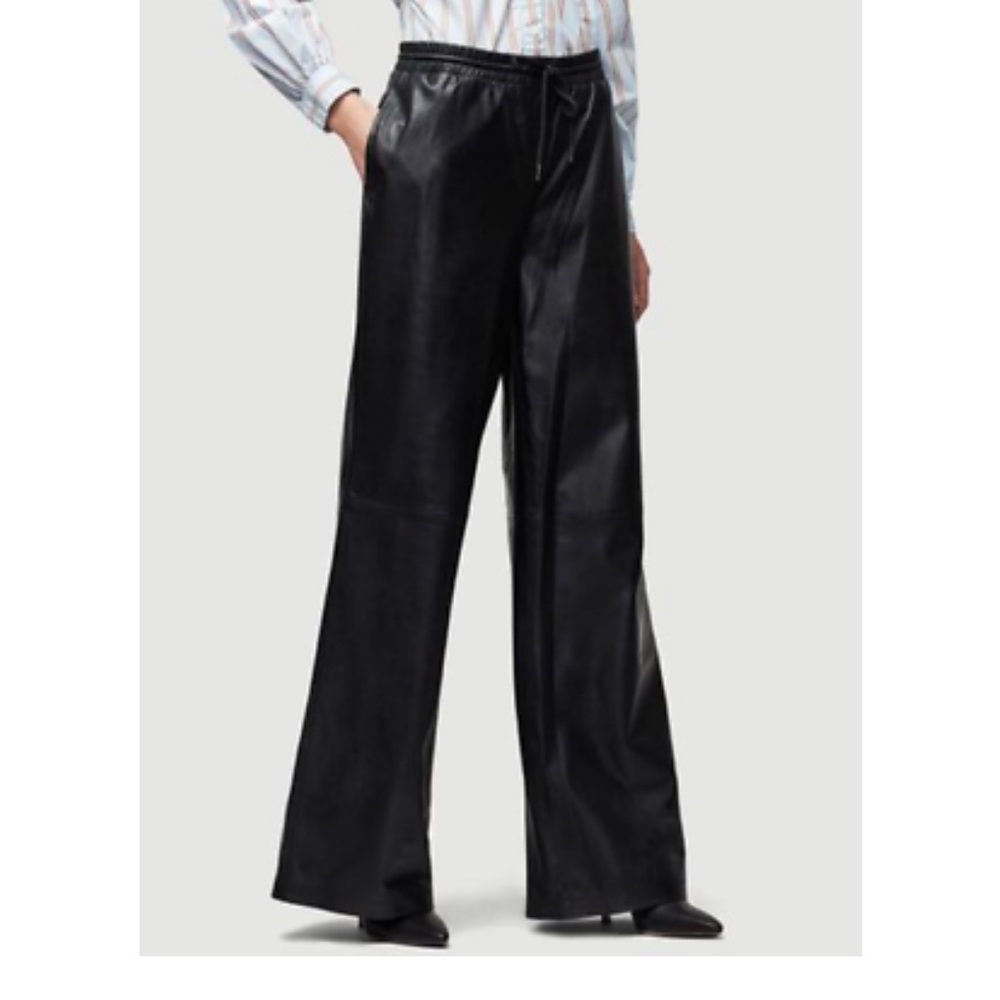 New $995 FRAME DENIM Voluminous Leather TrackPants
